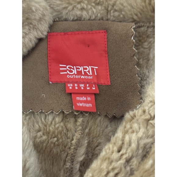 Penny Lane ESPRIT Women's Small Coat Suede Faux Fur Boho Jacket VTG Y2K - Picture 8 of 12